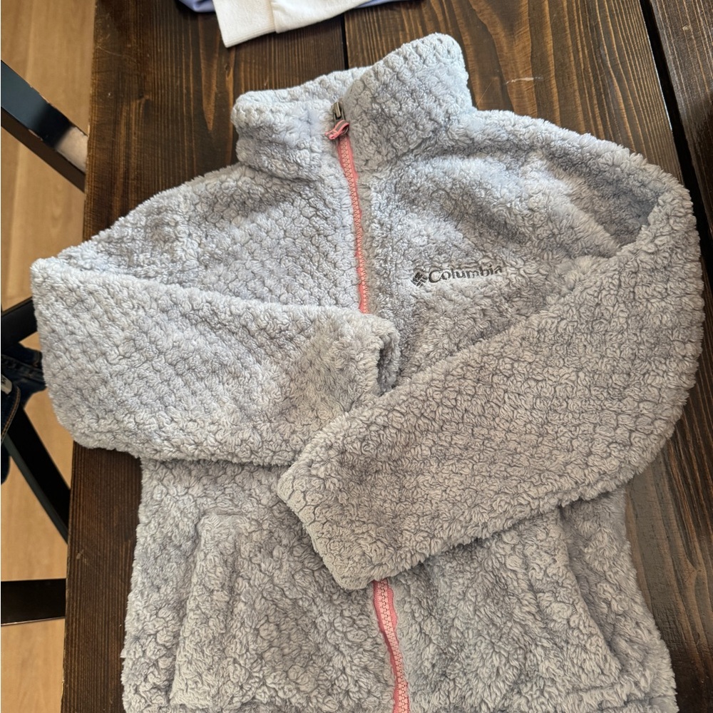 Columbia Soft Gray Fleece with Pink Accents